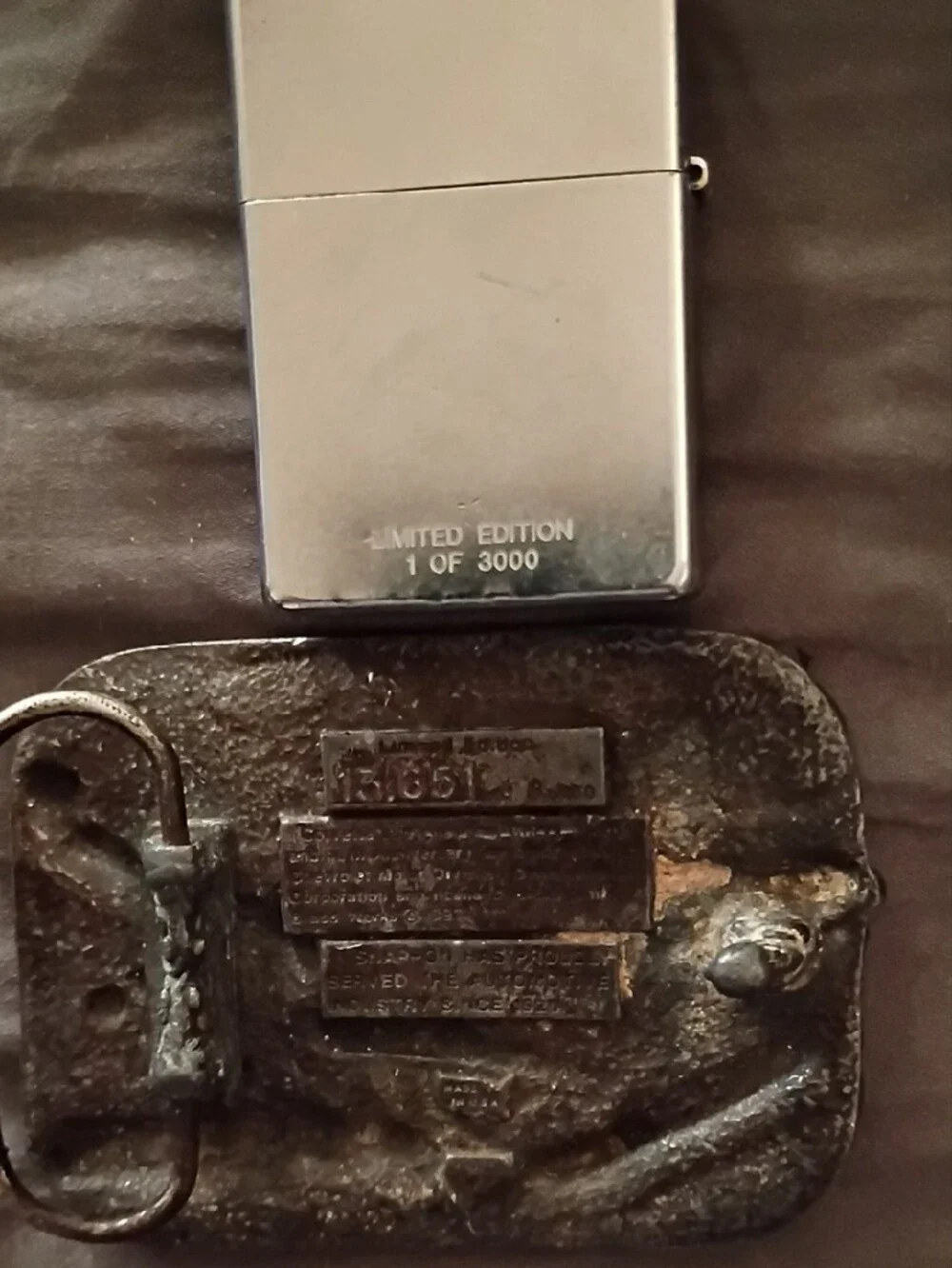 Vintage Snap-on Men's Silver Metal Belt Buckle & Snap-on/Zippo
